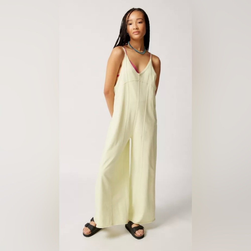 Urban Outfitters Out From Under Flo Wide Leg Jumpsuit In Light Lime Green Size S